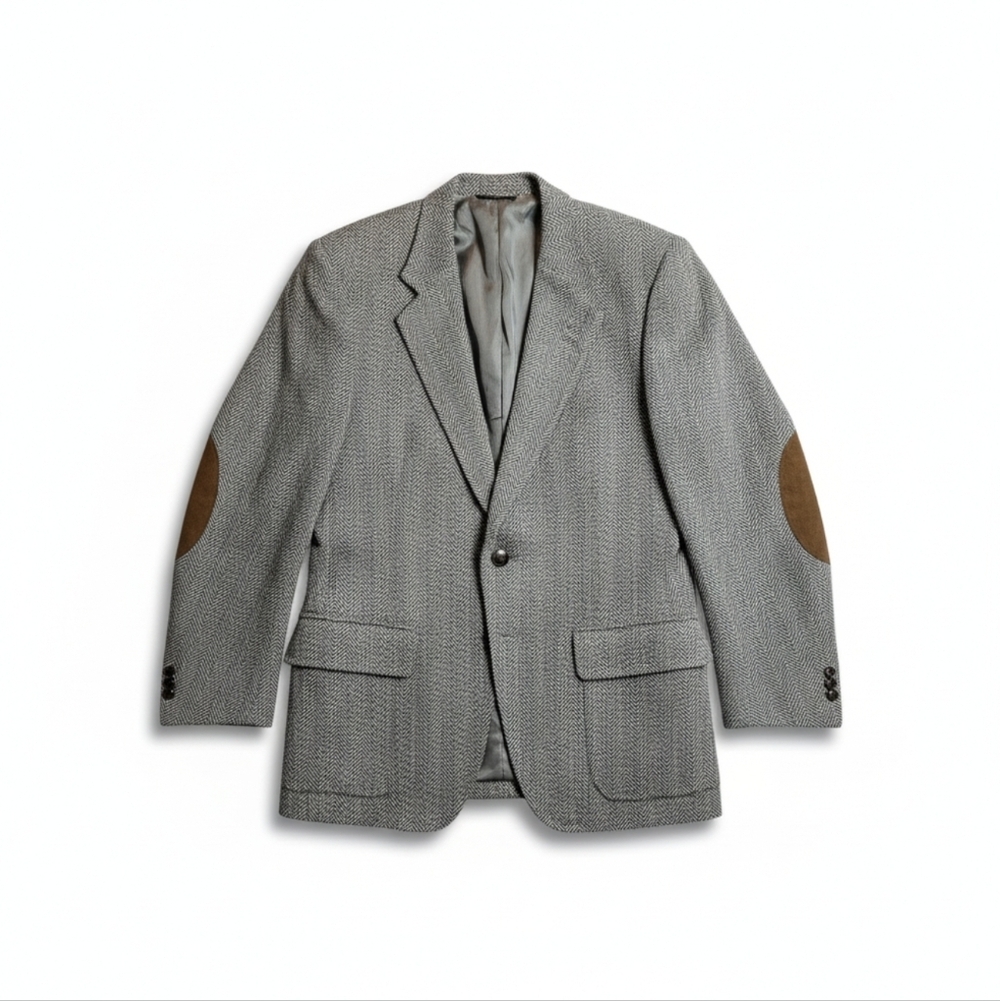 Vintage John Weitz Tweed Wool Sport Coat – Classic Herringbone Blazer